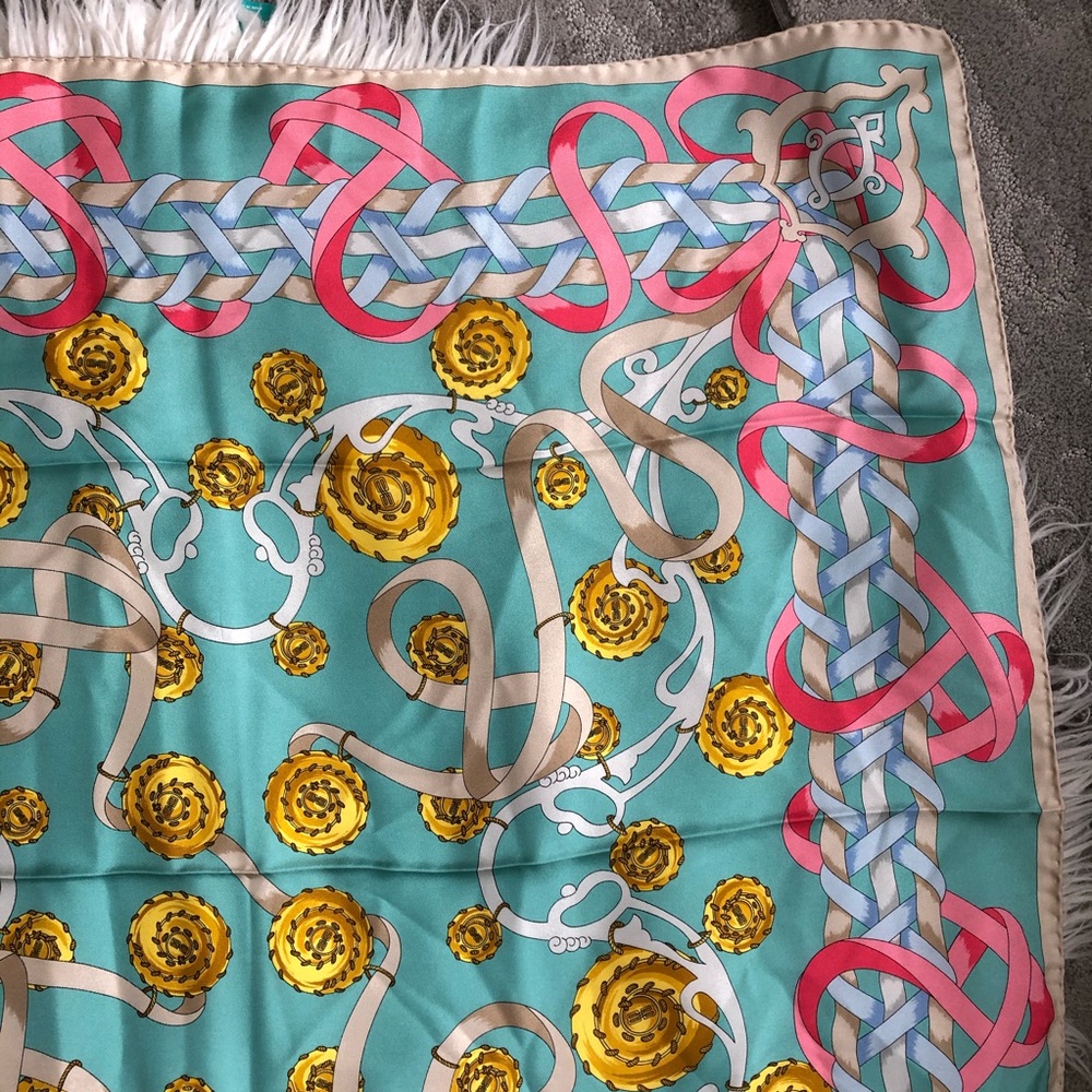 SOLD Balenciaga Vintage 100% Silk Ribbon Print Sca - Picture 3 of 8